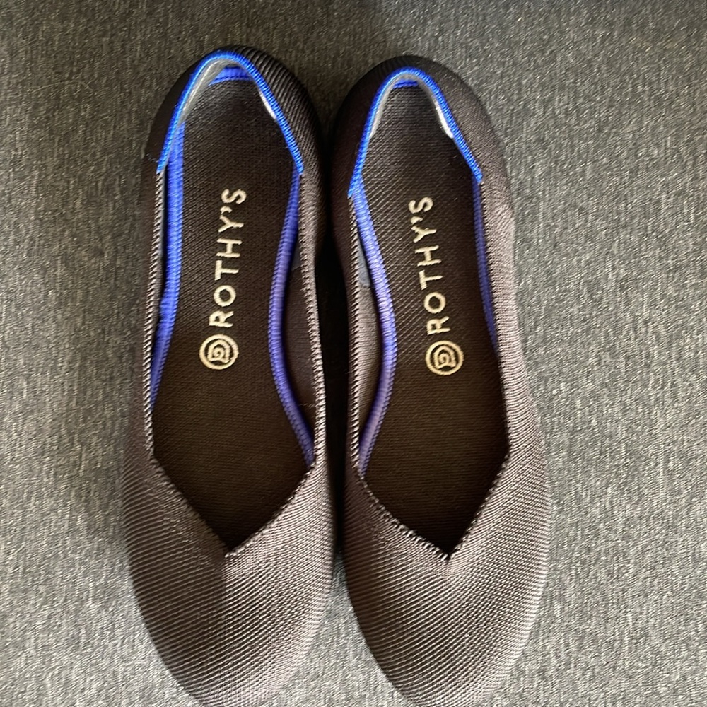Rothy’s black flats size 10 round toe comfy preppy light driving